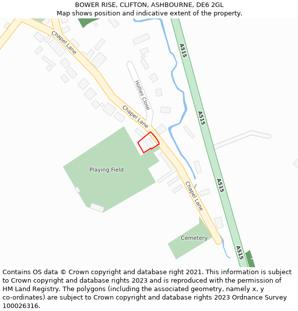 BOWER RISE, CLIFTON, ASHBOURNE, DE6 2GL: Location map and indicative extent of plot