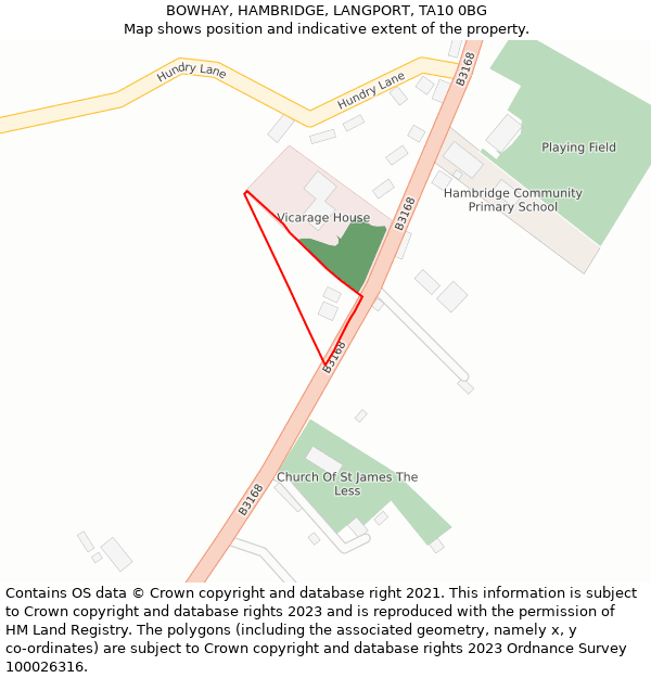 BOWHAY, HAMBRIDGE, LANGPORT, TA10 0BG: Location map and indicative extent of plot