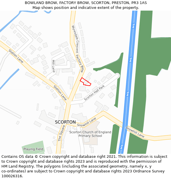 BOWLAND BROW, FACTORY BROW, SCORTON, PRESTON, PR3 1AS: Location map and indicative extent of plot