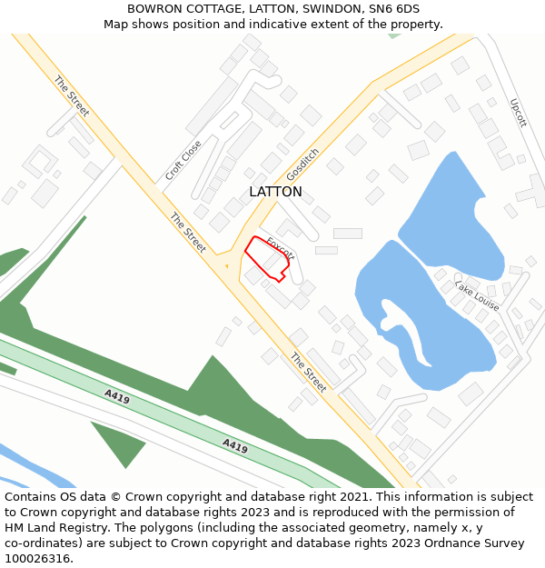 BOWRON COTTAGE, LATTON, SWINDON, SN6 6DS: Location map and indicative extent of plot