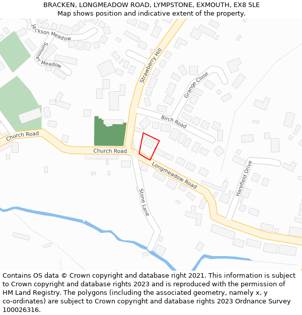 BRACKEN, LONGMEADOW ROAD, LYMPSTONE, EXMOUTH, EX8 5LE: Location map and indicative extent of plot