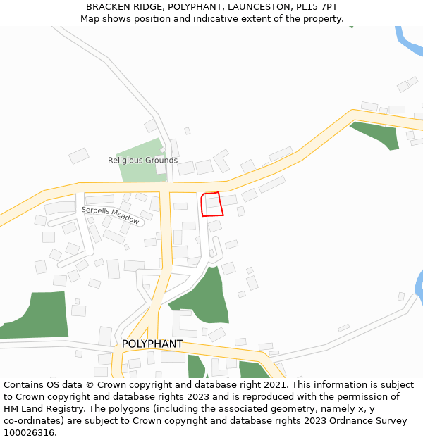 BRACKEN RIDGE, POLYPHANT, LAUNCESTON, PL15 7PT: Location map and indicative extent of plot