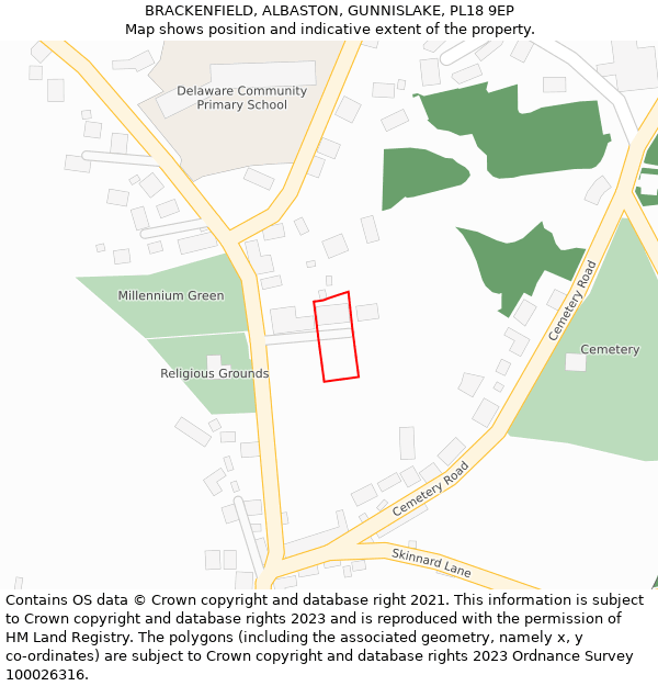 BRACKENFIELD, ALBASTON, GUNNISLAKE, PL18 9EP: Location map and indicative extent of plot