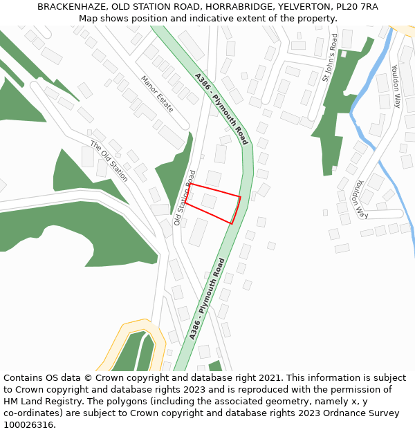 BRACKENHAZE, OLD STATION ROAD, HORRABRIDGE, YELVERTON, PL20 7RA: Location map and indicative extent of plot