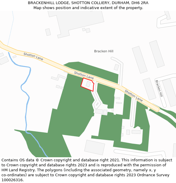 BRACKENHILL LODGE, SHOTTON COLLIERY, DURHAM, DH6 2RA: Location map and indicative extent of plot