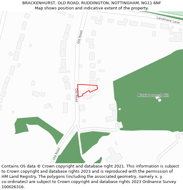 BRACKENHURST, OLD ROAD, RUDDINGTON, NOTTINGHAM, NG11 6NF: Location map and indicative extent of plot