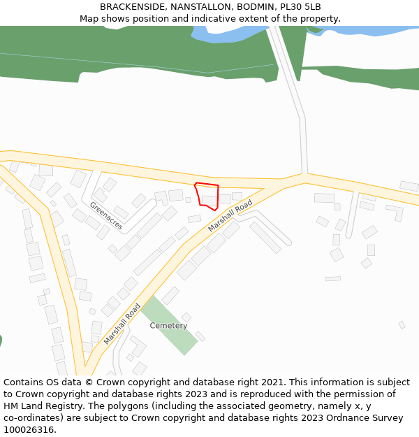 BRACKENSIDE, NANSTALLON, BODMIN, PL30 5LB: Location map and indicative extent of plot