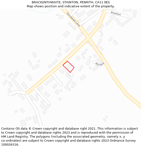 BRACKENTHWAITE, STAINTON, PENRITH, CA11 0ES: Location map and indicative extent of plot