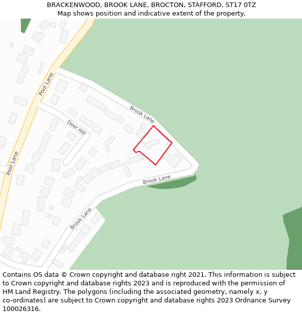 BRACKENWOOD, BROOK LANE, BROCTON, STAFFORD, ST17 0TZ: Location map and indicative extent of plot