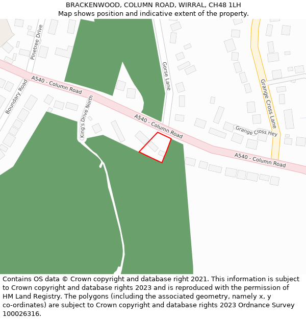 BRACKENWOOD, COLUMN ROAD, WIRRAL, CH48 1LH: Location map and indicative extent of plot