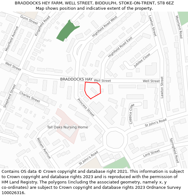 BRADDOCKS HEY FARM, WELL STREET, BIDDULPH, STOKE-ON-TRENT, ST8 6EZ: Location map and indicative extent of plot