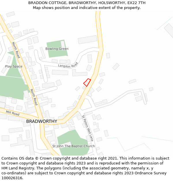 BRADDON COTTAGE, BRADWORTHY, HOLSWORTHY, EX22 7TH: Location map and indicative extent of plot