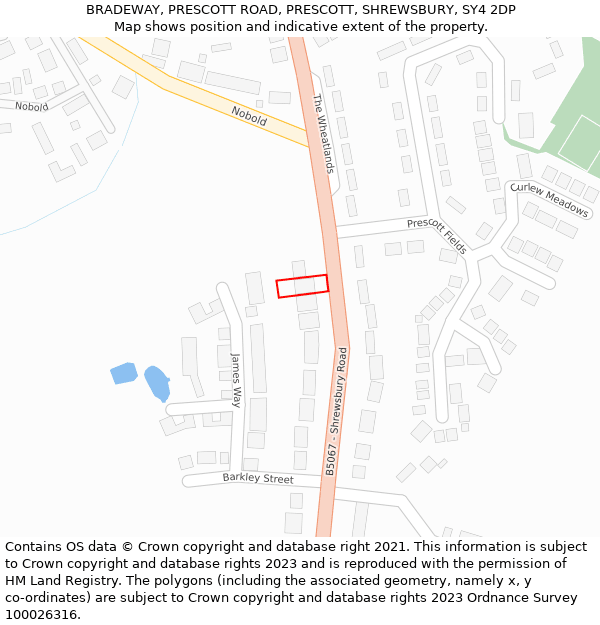 BRADEWAY, PRESCOTT ROAD, PRESCOTT, SHREWSBURY, SY4 2DP: Location map and indicative extent of plot