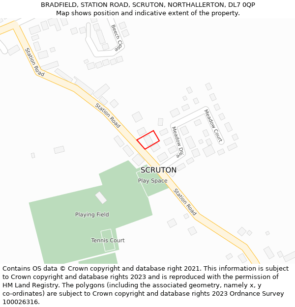BRADFIELD, STATION ROAD, SCRUTON, NORTHALLERTON, DL7 0QP: Location map and indicative extent of plot