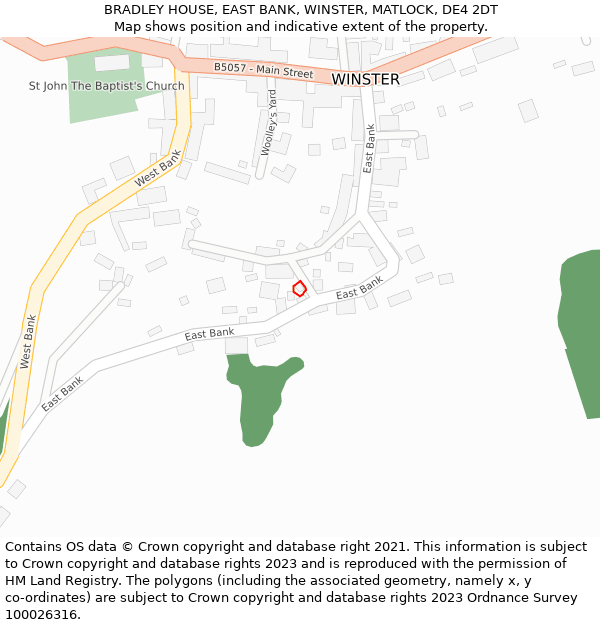 BRADLEY HOUSE, EAST BANK, WINSTER, MATLOCK, DE4 2DT: Location map and indicative extent of plot