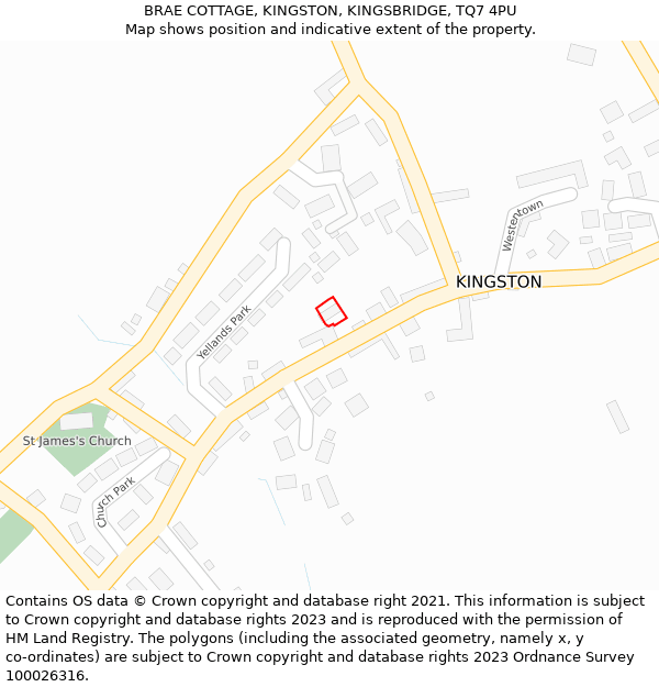 BRAE COTTAGE, KINGSTON, KINGSBRIDGE, TQ7 4PU: Location map and indicative extent of plot