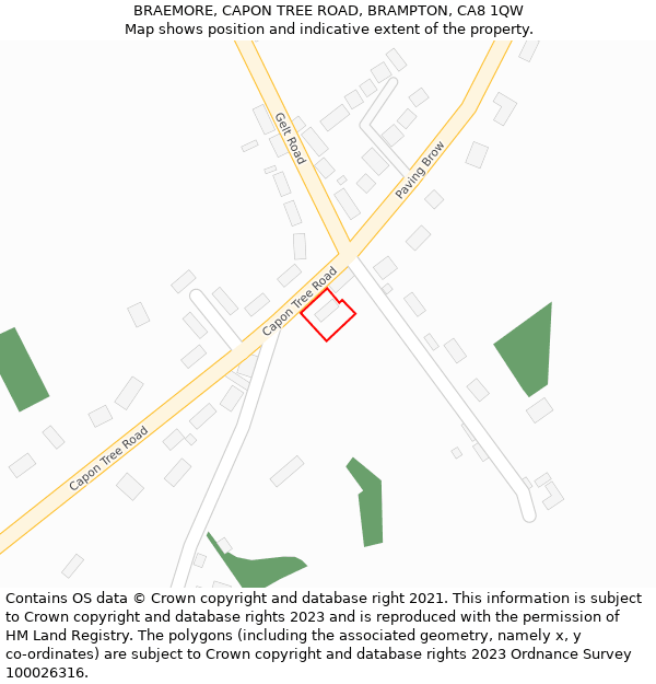 BRAEMORE, CAPON TREE ROAD, BRAMPTON, CA8 1QW: Location map and indicative extent of plot