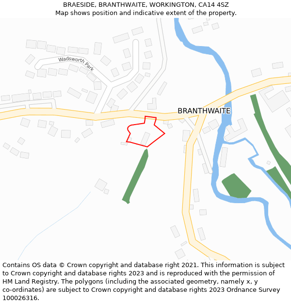 BRAESIDE, BRANTHWAITE, WORKINGTON, CA14 4SZ: Location map and indicative extent of plot