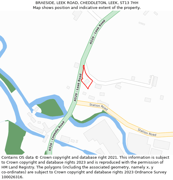 BRAESIDE, LEEK ROAD, CHEDDLETON, LEEK, ST13 7HH: Location map and indicative extent of plot
