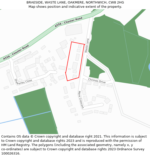 BRAESIDE, WASTE LANE, OAKMERE, NORTHWICH, CW8 2HG: Location map and indicative extent of plot