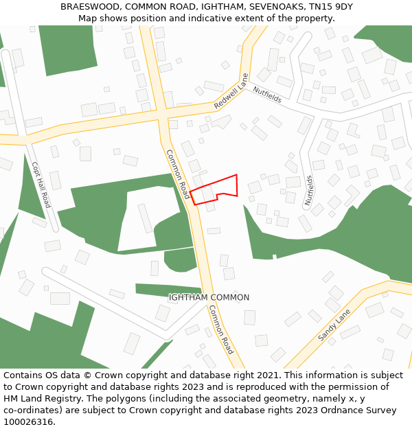 BRAESWOOD, COMMON ROAD, IGHTHAM, SEVENOAKS, TN15 9DY: Location map and indicative extent of plot