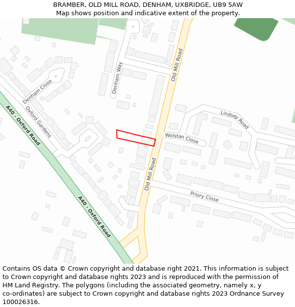 BRAMBER, OLD MILL ROAD, DENHAM, UXBRIDGE, UB9 5AW: Location map and indicative extent of plot