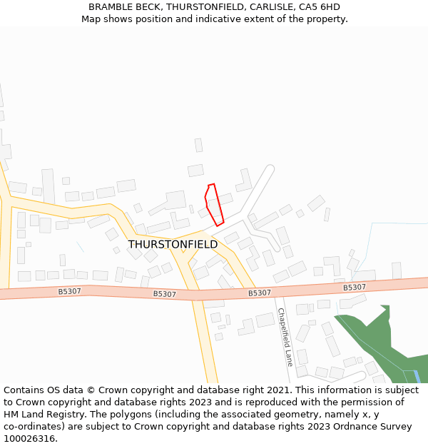 BRAMBLE BECK, THURSTONFIELD, CARLISLE, CA5 6HD: Location map and indicative extent of plot