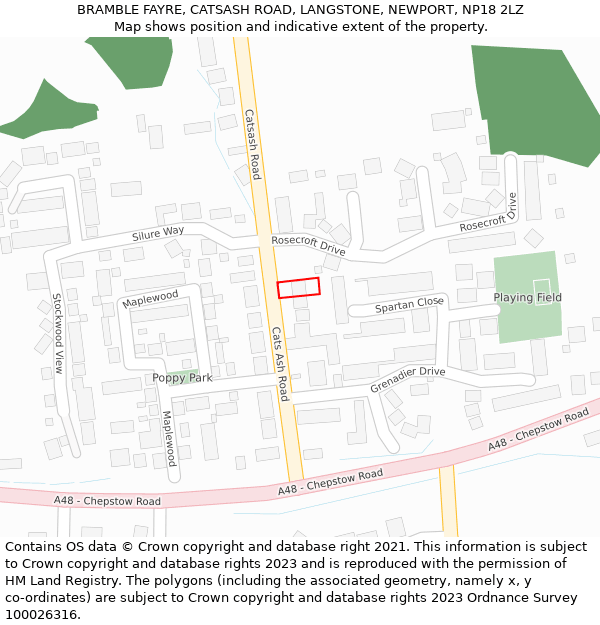 BRAMBLE FAYRE, CATSASH ROAD, LANGSTONE, NEWPORT, NP18 2LZ: Location map and indicative extent of plot