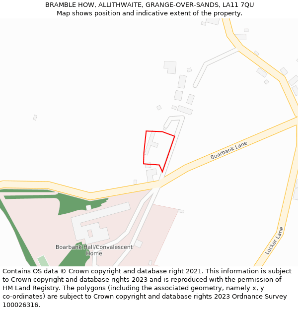 BRAMBLE HOW, ALLITHWAITE, GRANGE-OVER-SANDS, LA11 7QU: Location map and indicative extent of plot