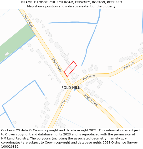 BRAMBLE LODGE, CHURCH ROAD, FRISKNEY, BOSTON, PE22 8RD: Location map and indicative extent of plot