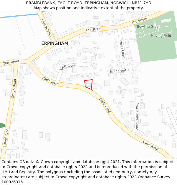 BRAMBLEBANK, EAGLE ROAD, ERPINGHAM, NORWICH, NR11 7AD: Location map and indicative extent of plot