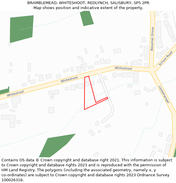 BRAMBLEMEAD, WHITESHOOT, REDLYNCH, SALISBURY, SP5 2PR: Location map and indicative extent of plot