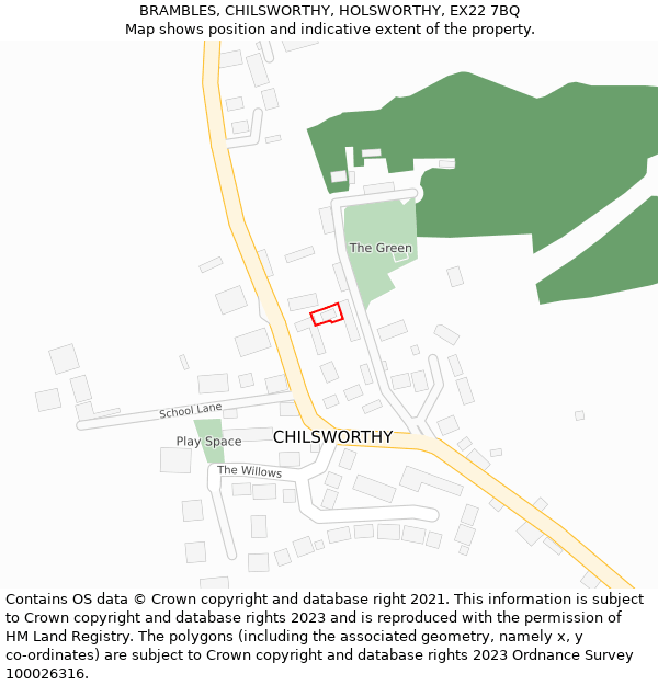 BRAMBLES, CHILSWORTHY, HOLSWORTHY, EX22 7BQ: Location map and indicative extent of plot