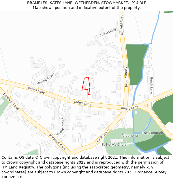 BRAMBLES, KATES LANE, WETHERDEN, STOWMARKET, IP14 3LE: Location map and indicative extent of plot
