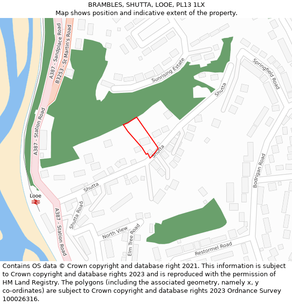 BRAMBLES, SHUTTA, LOOE, PL13 1LX: Location map and indicative extent of plot
