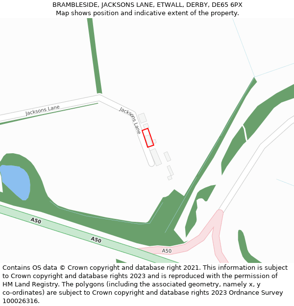 BRAMBLESIDE, JACKSONS LANE, ETWALL, DERBY, DE65 6PX: Location map and indicative extent of plot