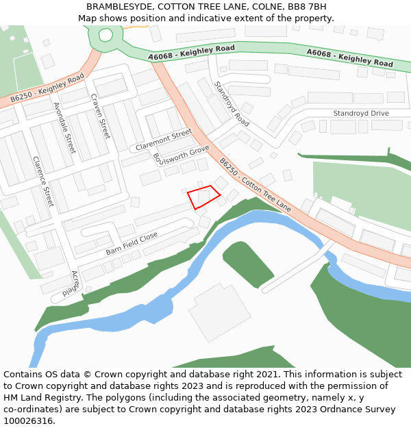 BRAMBLESYDE, COTTON TREE LANE, COLNE, BB8 7BH: Location map and indicative extent of plot
