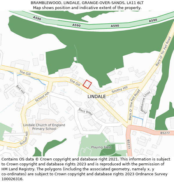 BRAMBLEWOOD, LINDALE, GRANGE-OVER-SANDS, LA11 6LT: Location map and indicative extent of plot