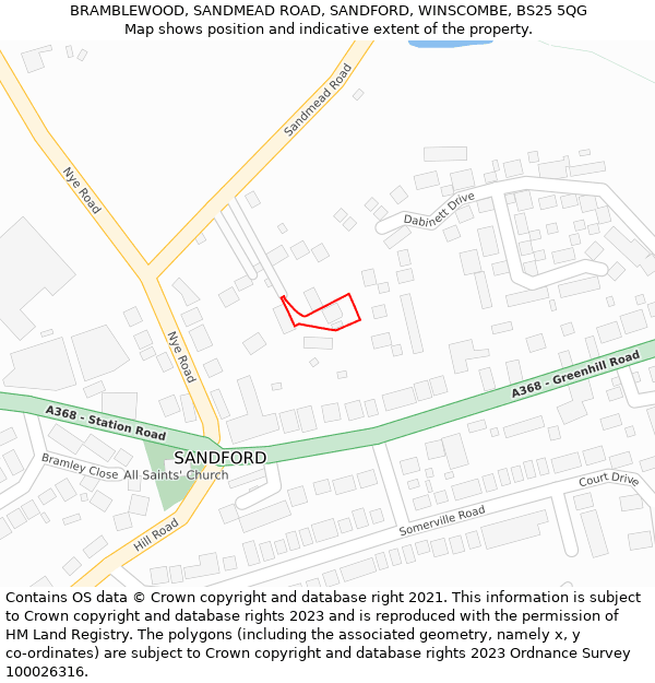 BRAMBLEWOOD, SANDMEAD ROAD, SANDFORD, WINSCOMBE, BS25 5QG: Location map and indicative extent of plot