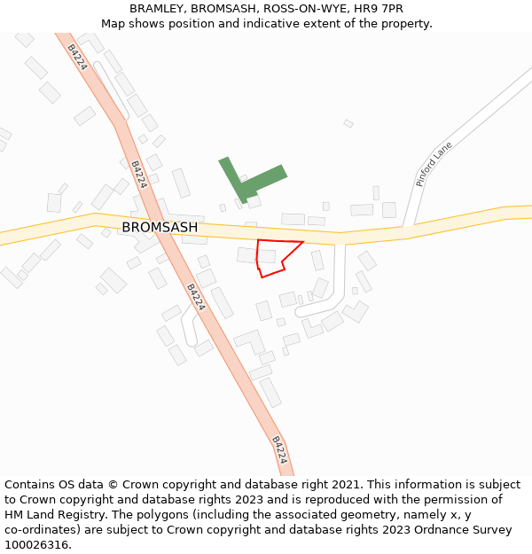 BRAMLEY, BROMSASH, ROSS-ON-WYE, HR9 7PR: Location map and indicative extent of plot