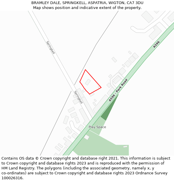 BRAMLEY DALE, SPRINGKELL, ASPATRIA, WIGTON, CA7 3DU: Location map and indicative extent of plot