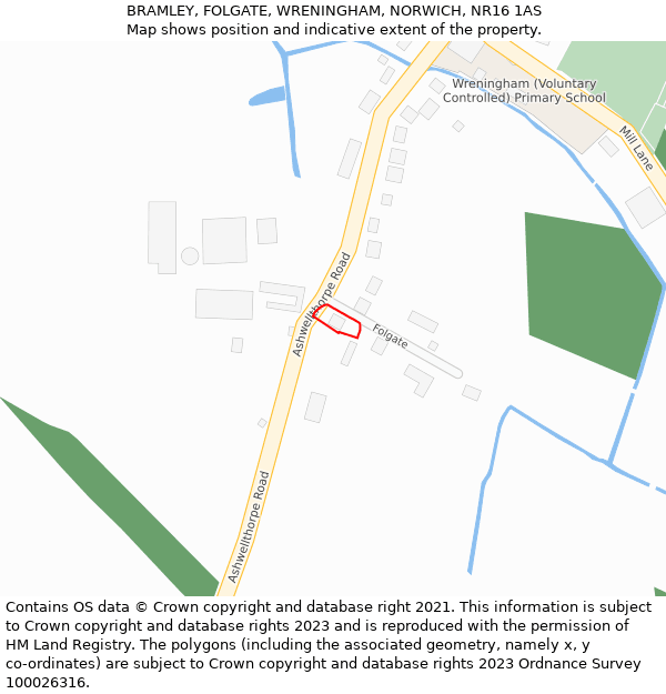 BRAMLEY, FOLGATE, WRENINGHAM, NORWICH, NR16 1AS: Location map and indicative extent of plot