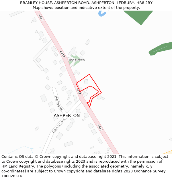 BRAMLEY HOUSE, ASHPERTON ROAD, ASHPERTON, LEDBURY, HR8 2RY: Location map and indicative extent of plot