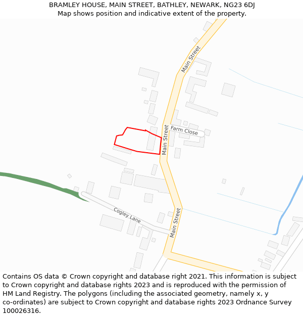 BRAMLEY HOUSE, MAIN STREET, BATHLEY, NEWARK, NG23 6DJ: Location map and indicative extent of plot