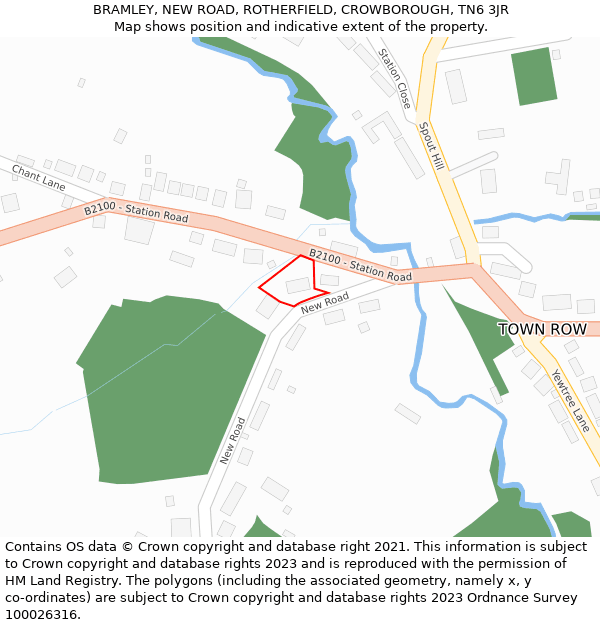 BRAMLEY, NEW ROAD, ROTHERFIELD, CROWBOROUGH, TN6 3JR: Location map and indicative extent of plot