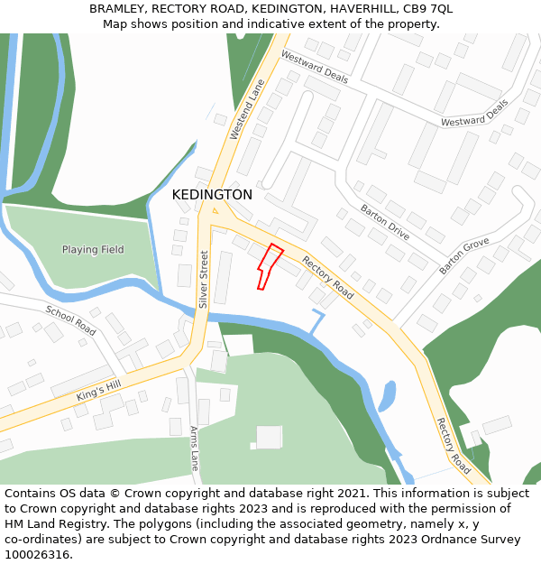 BRAMLEY, RECTORY ROAD, KEDINGTON, HAVERHILL, CB9 7QL: Location map and indicative extent of plot