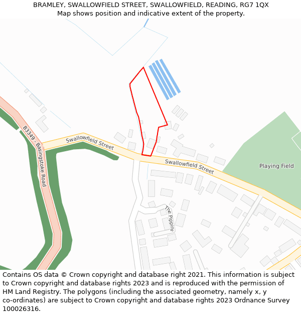 BRAMLEY, SWALLOWFIELD STREET, SWALLOWFIELD, READING, RG7 1QX: Location map and indicative extent of plot