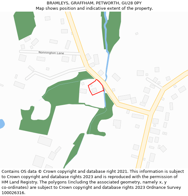 BRAMLEYS, GRAFFHAM, PETWORTH, GU28 0PY: Location map and indicative extent of plot