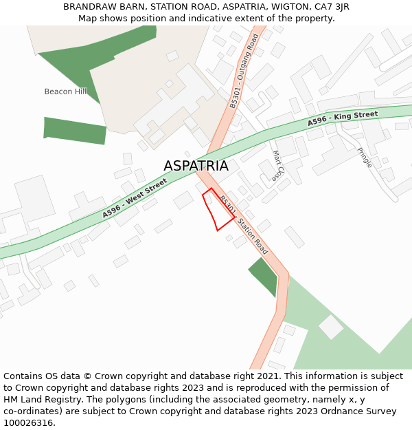 BRANDRAW BARN, STATION ROAD, ASPATRIA, WIGTON, CA7 3JR: Location map and indicative extent of plot