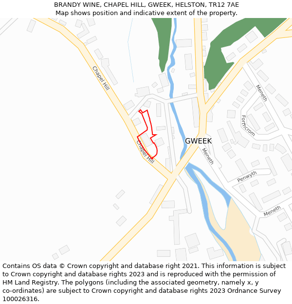 BRANDY WINE, CHAPEL HILL, GWEEK, HELSTON, TR12 7AE: Location map and indicative extent of plot